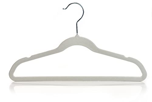 Concepts Pack of 18 Baby Hangers in Gray Velvet with Silver Hooks