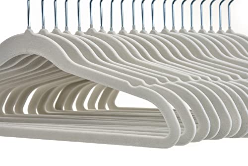 Concepts Pack of 18 Baby Hangers in Gray Velvet with Silver Hooks