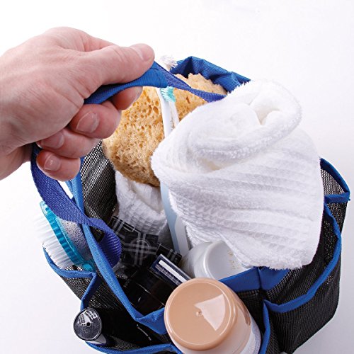 Wowlife 8-Pocket Shower Caddy Quick Dry - Perfect For College & Dorm - Large Pockets To Carry Your Bathroom Accessories & Mirror - Non Stainless Steel Full Mesh Material