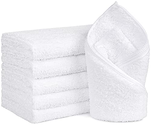 Orighty 6-Pack White Hand Towels - Quick Drying & Absorbent Microfiber Bathroom Hand Towel 16x28 inches - Lightweight & Thin White Towels - Multi Purpose for Gym, SPA, Hotel & Bathroom