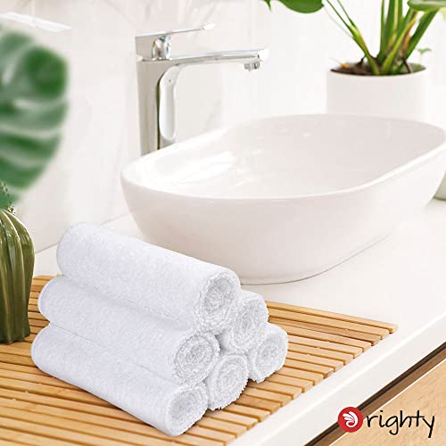 Orighty 6-Pack White Hand Towels - Quick Drying & Absorbent Microfiber Bathroom Hand Towel 16x28 inches - Lightweight & Thin White Towels - Multi Purpose for Gym, SPA, Hotel & Bathroom