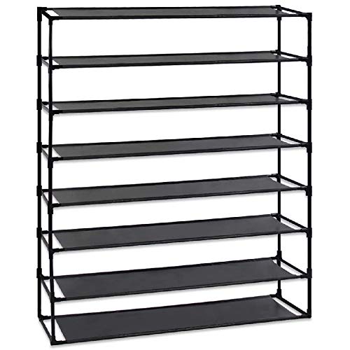 Kcelarec Shoe Rack, Large Shoe Rack Organizer, Space Saving Shoe Shelf, Non-Woven Fabric Shoe Storage Cabinet (8 Tier)