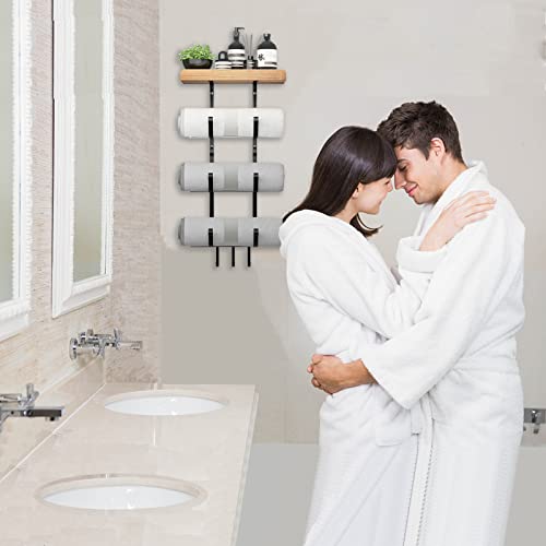 SODUKU Towel Rack Wall Mounted 3 Tier Modern Decorative Bathroom Towel Holder Practical Towel Storage Rack Can Hold 3 Bath Sheets for Storage of Bathroom Towels Yoga Mat