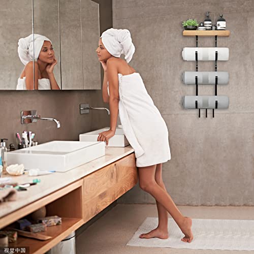 SODUKU Towel Rack Wall Mounted 3 Tier Modern Decorative Bathroom Towel Holder Practical Towel Storage Rack Can Hold 3 Bath Sheets for Storage of Bathroom Towels Yoga Mat