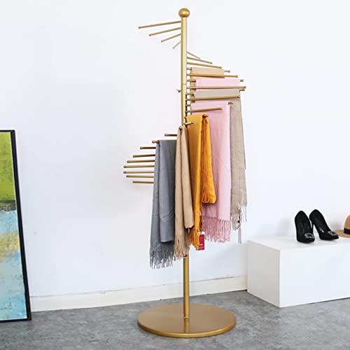 RUDANDAN Commercial Clothes Display Rack Metal Iron Scarf Stand Floor -Standing Sheets Belt Suit Pants Hanging Rack ，150/170cm Height(Color:Gold,Size:42x170cm)