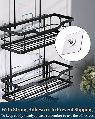 Consumest Shower Caddy, Shower Caddy Over Shower Head with Soap Holder, No Drilling Hanging Shower Organizer with 4 Movable Hooks, Rustproof & Waterproof Shower Storage Rack