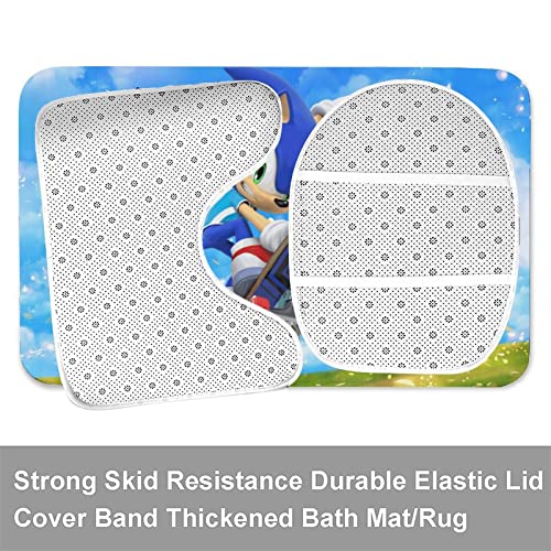 BOABIXA Son.ic The Hedge.hog 4 Piece Shower Curtain Sets, with Non-Slip Rugs, Toilet Lid Cover and Bath Mat, Durable and Waterproof, for Bathroom Decor Set, 72'' X 72'' (20220305)