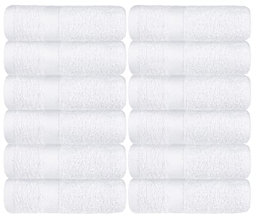 Wealuxe White Hand Towels for Bathroom 12 Pack 16x27 Inch, Cotton Hand Towel Bulk for Gym and Spa, Soft Extra Absorbent Quick Dry Terry Bath Towels