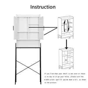 apexnova Over The Toilet Storage Cabinet, Wooden Space-Saving Bathroom Organizer Shelf Over Toilet Storage Rack with Double Door and Adjustable Feet