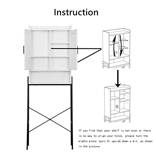 apexnova Over The Toilet Storage Cabinet, Wooden Space-Saving Bathroom Organizer Shelf Over Toilet Storage Rack with Double Door and Adjustable Feet