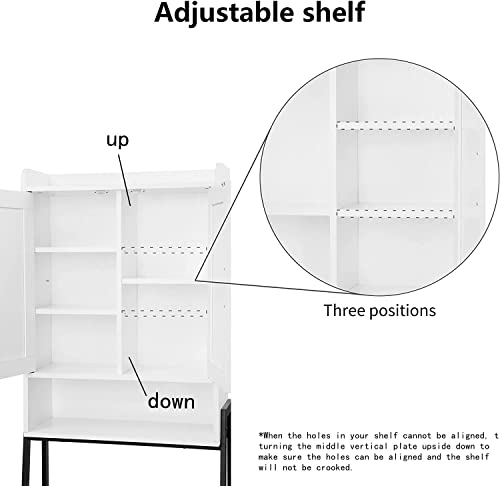 apexnova Over The Toilet Storage Cabinet, Wooden Space-Saving Bathroom Organizer Shelf Over Toilet Storage Rack with Double Door and Adjustable Feet