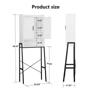 apexnova Over The Toilet Storage Cabinet, Wooden Space-Saving Bathroom Organizer Shelf Over Toilet Storage Rack with Double Door and Adjustable Feet