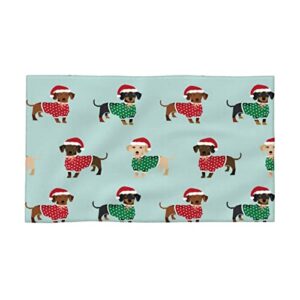 Whetklo Bathroom Towel 16x28 in,Doxie Christmas Cute Dachshunds Doxie Dogs Super Soft Hand Towel Highly Absorbent Gym Towel Kitchen Dish Guest Towel New Year Kitchen Accessories