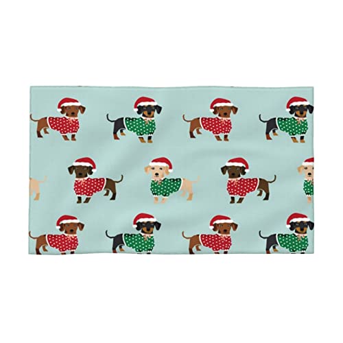 Whetklo Bathroom Towel 16x28 in,Doxie Christmas Cute Dachshunds Doxie Dogs Super Soft Hand Towel Highly Absorbent Gym Towel Kitchen Dish Guest Towel New Year Kitchen Accessories