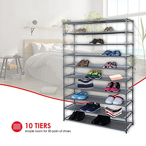 Home Basics Free-Standing Shoe Rack (10-Tier Wide) [Kitchen]