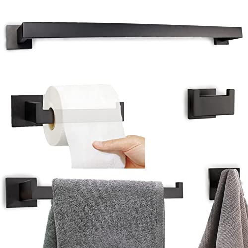 Towel Bar Set, Feeloco 5-Piece Bathroom Hardware Set - 24 Inch Bathroom Towel Rack for Hanging Towels and Bath Towels