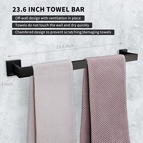 Towel Bar Set, Feeloco 5-Piece Bathroom Hardware Set - 24 Inch Bathroom Towel Rack for Hanging Towels and Bath Towels