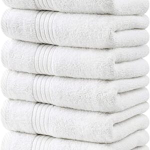 Utopia Towels 6 Piece Luxury Hand Towels Set, (16 x 28 inches) 100% Ring Spun Cotton, Lightweight and Highly Absorbent 600GSM Towels for Bathroom, Travel, Camp, Hotel, and Spa (White)