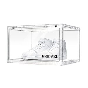 hrrsaki 1 pack shoe storage boxes, shoe boxes clear plastic stackable, shoe organizer boxes with magnetic side open, ventilation and dust-proof, shoe container boxes for closet, bedroom, bathroom, fit for women/men size 15