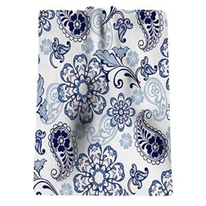 beabes floral hand towel for bathroom flower paisley indian art leaf lace blue face spa yoga towel 15 x 30 inch