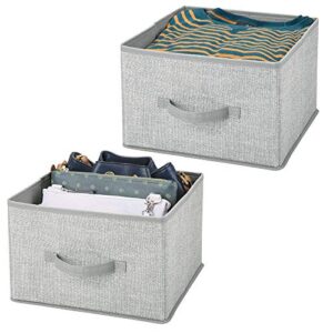 mdesign fabric bin for cube organizer - foldable cloth storage cube - collapsible closet storage organizer - folding storage bin for clothes and more - lido collection - 2 pack - gray