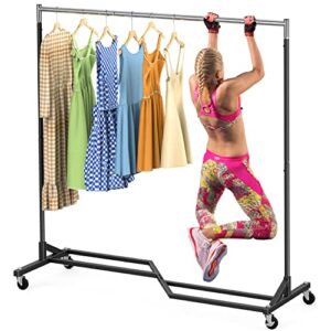mr ironstone upgraded rolling clothes rack, clothing racks for hanging clothes, garment rack heavy duty, commercial clothes rack for clothing, sturdy clothes rack with shelves