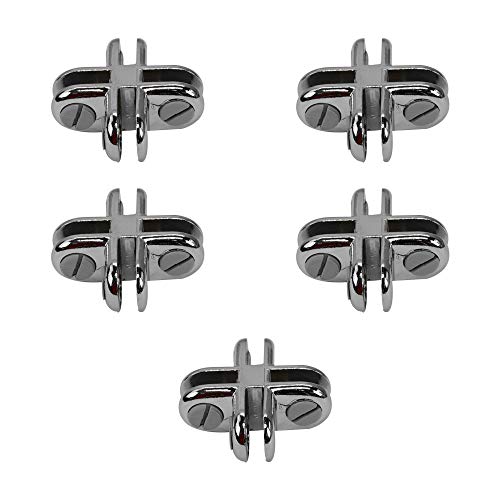 Prolinemax 5 PCS Chrome 4 Way Glass Cube Connector Clip 3/16" Tempered Glass Shelf