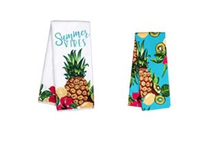 cgt summer vibes pineapple tropical summer hand towels party barbecue kitchen bathroom home decor (set of 2)