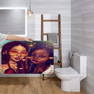 4 Pcs Sets Afro Black Twins Bathroom Rugs and mats Sets African American Women Bathroom Sets,Black Girl Magic Shower Curtains with Toilet Pad Cover Bath Mat Shower Curtain Sets