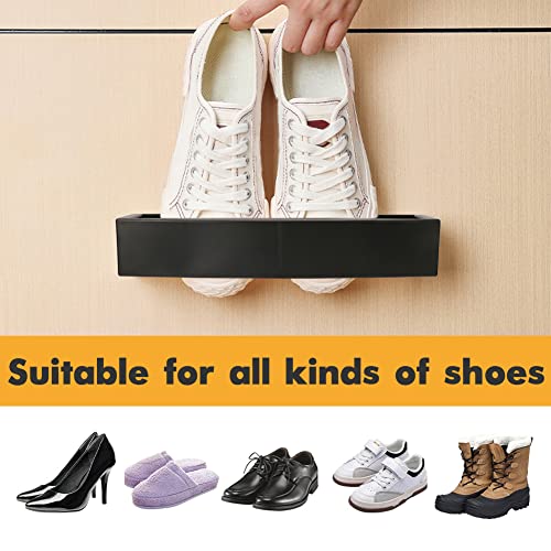 KELEAPEKER 5Pcs Wall Mounted Shoe Rack, Retractable Shoe Holder for Back of Door, Space Saving, Shoe Wall Hanger with Sticky Hanging Strips