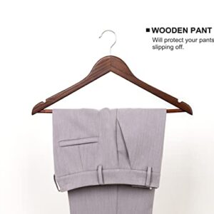 HUMIA Retro Wooden Suit Coat Hangers 30 Pack, Solid Wood Clothes Hangers with Non Slip Pants Bar, 360° Swivel Hook and Precisely Cut Notches for Jacket, Pant, Shirt, Dress (Retro,30)