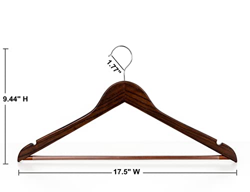 HUMIA Retro Wooden Suit Coat Hangers 30 Pack, Solid Wood Clothes Hangers with Non Slip Pants Bar, 360° Swivel Hook and Precisely Cut Notches for Jacket, Pant, Shirt, Dress (Retro,30)