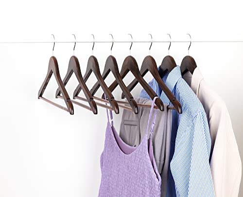 HUMIA Retro Wooden Suit Coat Hangers 30 Pack, Solid Wood Clothes Hangers with Non Slip Pants Bar, 360° Swivel Hook and Precisely Cut Notches for Jacket, Pant, Shirt, Dress (Retro,30)