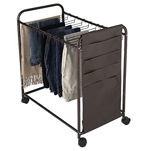 Pants Hangers Rolling Pants Trolley Pants Rack with 40 Hangers Closet Organizer for Jeans Trousers Skirts, Bronze