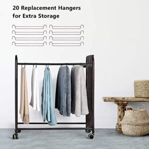 Pants Hangers Rolling Pants Trolley Pants Rack with 40 Hangers Closet Organizer for Jeans Trousers Skirts, Bronze