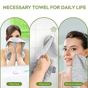 SINLAND Microfiber Face Towels Ultra Soft Bamboo Charcoal Facial Washcloths Face Cloth for Bath 12Inch x 12Inch 6 Pack Grey