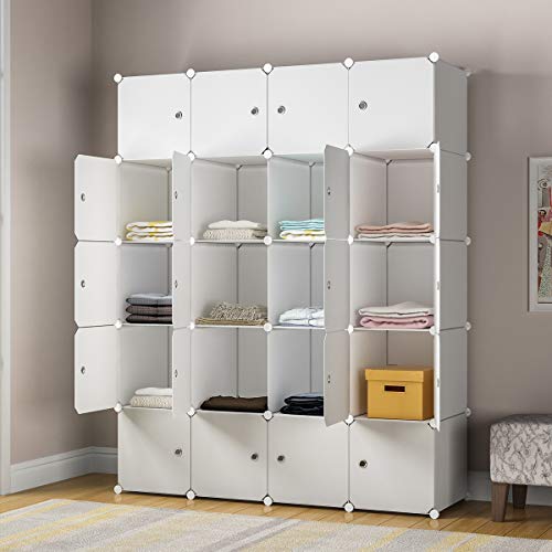 KOUSI Large Cube Storage - 14"x18" Depth Cube (20 Cubes) Organizer Shelves Clothes Dresser Closet Storage Organizer Cabinet Shelving Bookshelf Toy Organizer, White