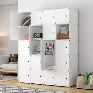 KOUSI Large Cube Storage - 14"x18" Depth Cube (20 Cubes) Organizer Shelves Clothes Dresser Closet Storage Organizer Cabinet Shelving Bookshelf Toy Organizer, White