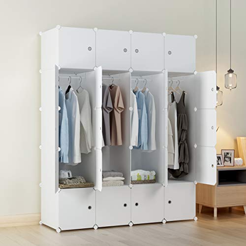 KOUSI Large Cube Storage - 14"x18" Depth Cube (20 Cubes) Organizer Shelves Clothes Dresser Closet Storage Organizer Cabinet Shelving Bookshelf Toy Organizer, White