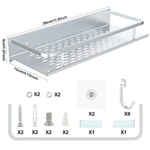 Shower Caddy Bathroom Shower Organizer No Drilling Install with 8 Hooks and Towel Rail Shower Shelf for Inside Shower,Detachable Wall Mounted Shower Shelves for Dorm Bathroom Toilet Kitchen Storage