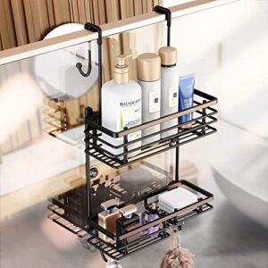gaseawolf shower caddy over shower door, shower hanging organizer, no drilling over the door shower storage caddy with 2-tier rack and hooks, holds body wash, shampoo, soap, razor, towel