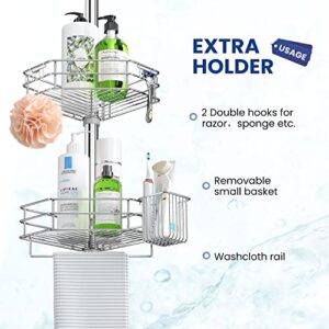 SEIRIONE Shower Caddy corner, Rustproof Shower Organizer, 4 Tier Shower Shelves, No Drilling Shower Rack, Adjustable Shower Storage and Large Shower Shelf for Inside Shower, 56 to 114 Inch