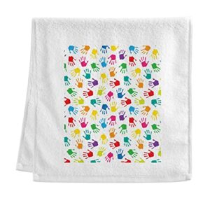 oyihfvs paint hand prints colorful seamless pattern with handprints 1 pc 100% cotton soft towel, face towel, highly absorbent bath towels, hand towel washcloth for men women bathroom beach hotel
