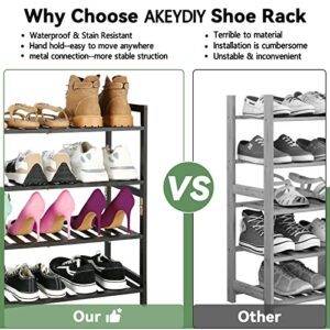 AKEYDIY Wooden Shoe Rack, 4 Tier Natural Pine Wooden Shoe Shelf, Slippers/Sneaker Rack Multi-Function Storage Organizer, Durable and Stable Free Standing Shoe Racks for Bedroom Closet (Wood)