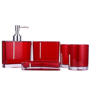 5pcs bathroom accessories set decorative acrylic collection bath accessory set includes emulsion bottle, tooth brush holder, soap dish, 2 gargle cup for decorative countertop and housewarming gift