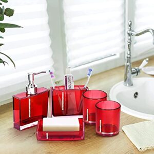 5pcs Bathroom Accessories Set Decorative Acrylic Collection Bath Accessory Set Includes Emulsion Bottle, Tooth Brush Holder, Soap Dish, 2 Gargle Cup for Decorative Countertop and Housewarming Gift