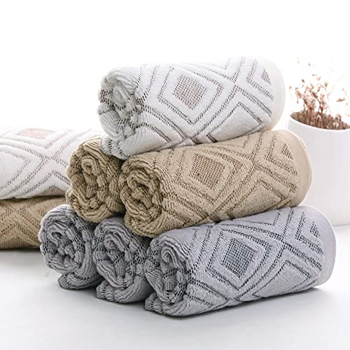 Pidada Hand Towels Set of 2 Diamond Pattern 100% Cotton Absorbent Soft Decorative Towel for Bathroom 13.4 x 29.5 Inch (Beige Brown)