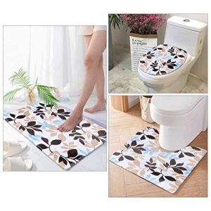 ESSORT Bathroom Rugs Set of 3 Ultra Soft Bath Mat Set Non Slip and Absorbent Shower Rugs for Bathroom, 3 Piece Mat, Perfect Plush Carpet for Tub, Shower, Bath Room, Machine Washable (Leaves)