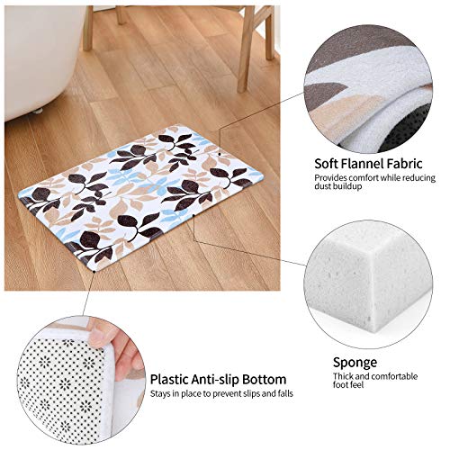 ESSORT Bathroom Rugs Set of 3 Ultra Soft Bath Mat Set Non Slip and Absorbent Shower Rugs for Bathroom, 3 Piece Mat, Perfect Plush Carpet for Tub, Shower, Bath Room, Machine Washable (Leaves)