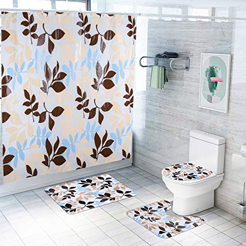 ESSORT Bathroom Rugs Set of 3 Ultra Soft Bath Mat Set Non Slip and Absorbent Shower Rugs for Bathroom, 3 Piece Mat, Perfect Plush Carpet for Tub, Shower, Bath Room, Machine Washable (Leaves)